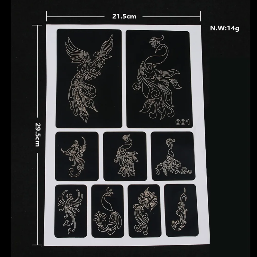 1 лист боди арт полые многоразовые рандомные трафареты для татуировки рисования