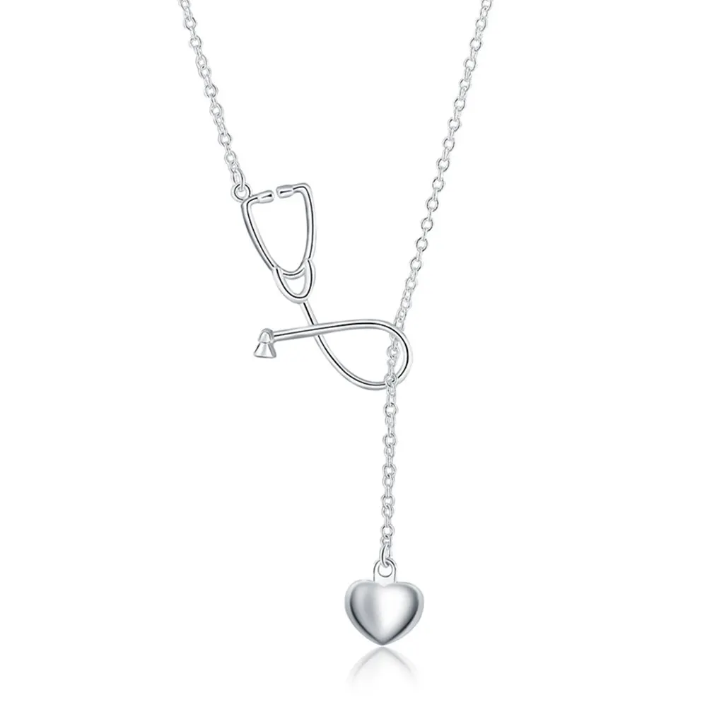 GINSTONELATE Charms wedding silver plated women necklace Doctors Stethoscope Lariat jewelry cute nice lady gift
GINSTONELATE Charms wedding silver plated women necklace Doctors Stethoscope Lariat jewelry cute nice lady gift