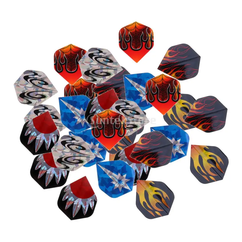 50 Pieces Durable American National Flag and Flame Pattern Standard Replacement Dart Flights