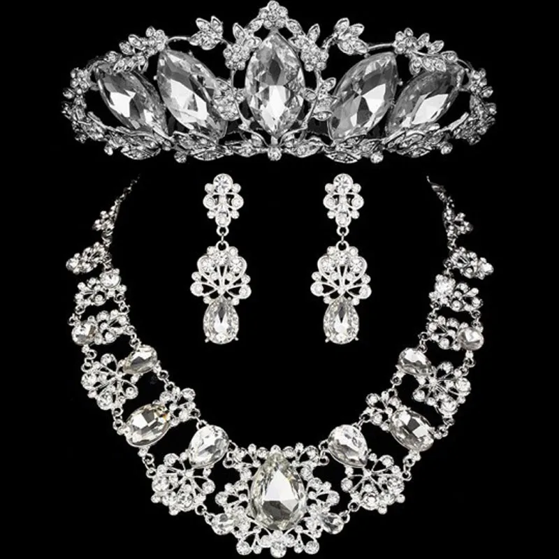 Luxury Silver Crystal Bridal Jewelry Sets Bride Choker Necklace Earrings Tiaras Crown Gold Red Rhinestone Wedding Jewelry Sets
Luxury Silver Crystal Bridal Jewelry Sets Bride Choker Necklace Earrings Tiaras Crown Gold Red Rhinestone Wedding Jewelry Sets