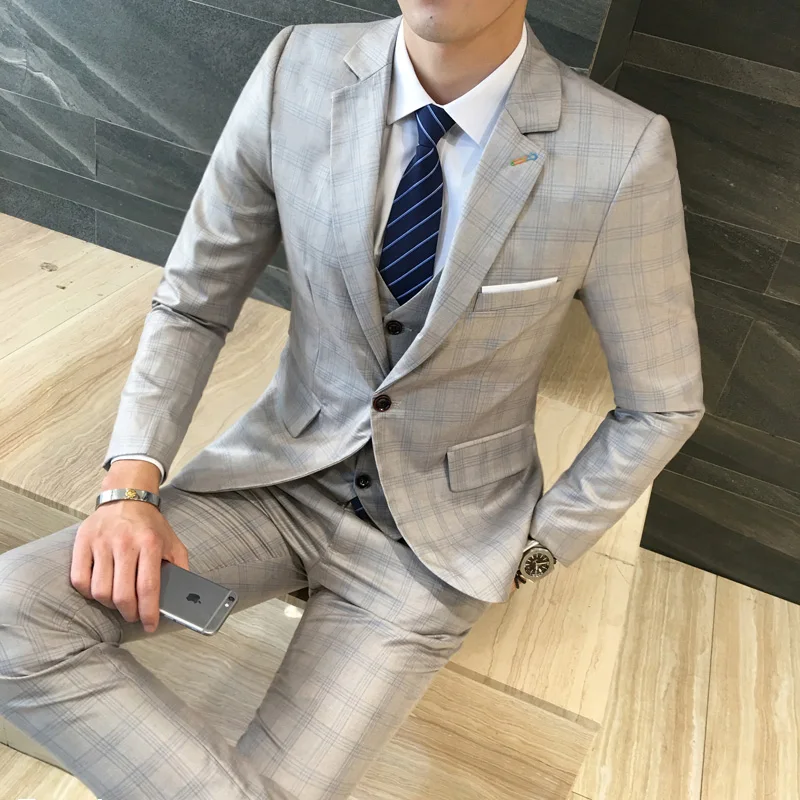 ( Jacket + Vest + Pants ) Fashion Boutique Plaid Groom Wedding Dress Thin Suits Sets Men's Slim Business Casual Suit Male Blazer
( Jacket + Vest + Pants ) Fashion Boutique Plaid Groom Wedding Dress Thin Suits Sets Men's Slim Business Casual Suit Male Blazer
