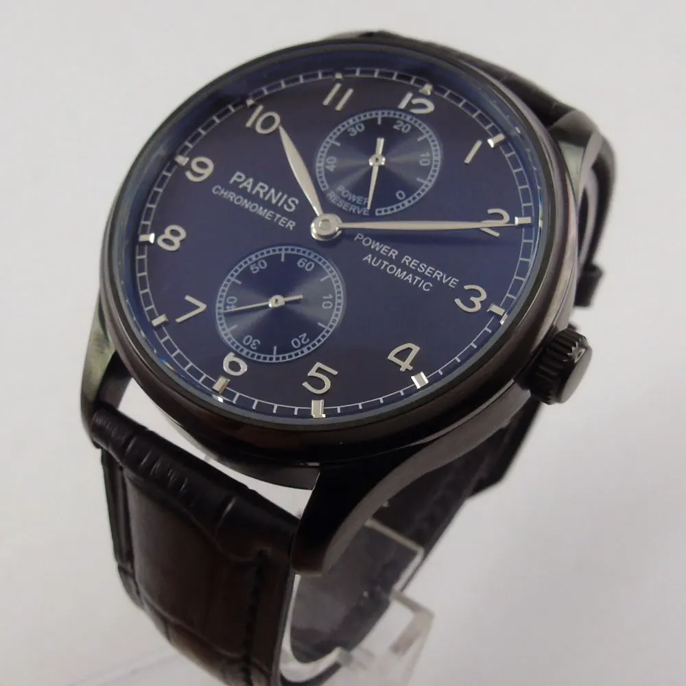 43mm parnis Black Dial pvd Complete Calendar Leather Strap power reserve Chronograph Automatic Self-Wind Movement Men's Watch
43mm parnis Black Dial pvd Complete Calendar Leather Strap power reserve Chronograph Automatic Self-Wind Movement Men's Watch