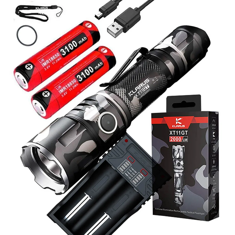 Klarus XT11GT 2000 Lumens CREE XPH35 HD E4 LED Tactical USB Rechargeable Flashlight with 2 x 18650 Battery (Urban Camo)
Klarus XT11GT 2000 Lumens CREE XPH35 HD E4 LED Tactical USB Rechargeable Flashlight with 2 x 18650 Battery (Urban Camo)