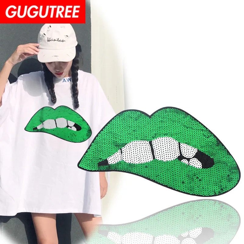 GUGUTREE embroidery Sequins big lip patches mouth patches badges applique patches for clothing XC-180
GUGUTREE embroidery Sequins big lip patches mouth patches badges applique patches for clothing XC-180