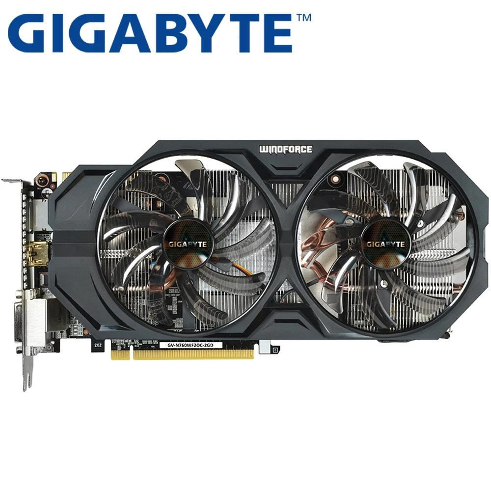 Видеокарта Gigabyte оригинал GTX 760 2 ГБ 256 бит GDDR5 видеокарты для nVIDIA Geforce VGA карты GTX760 Dvi