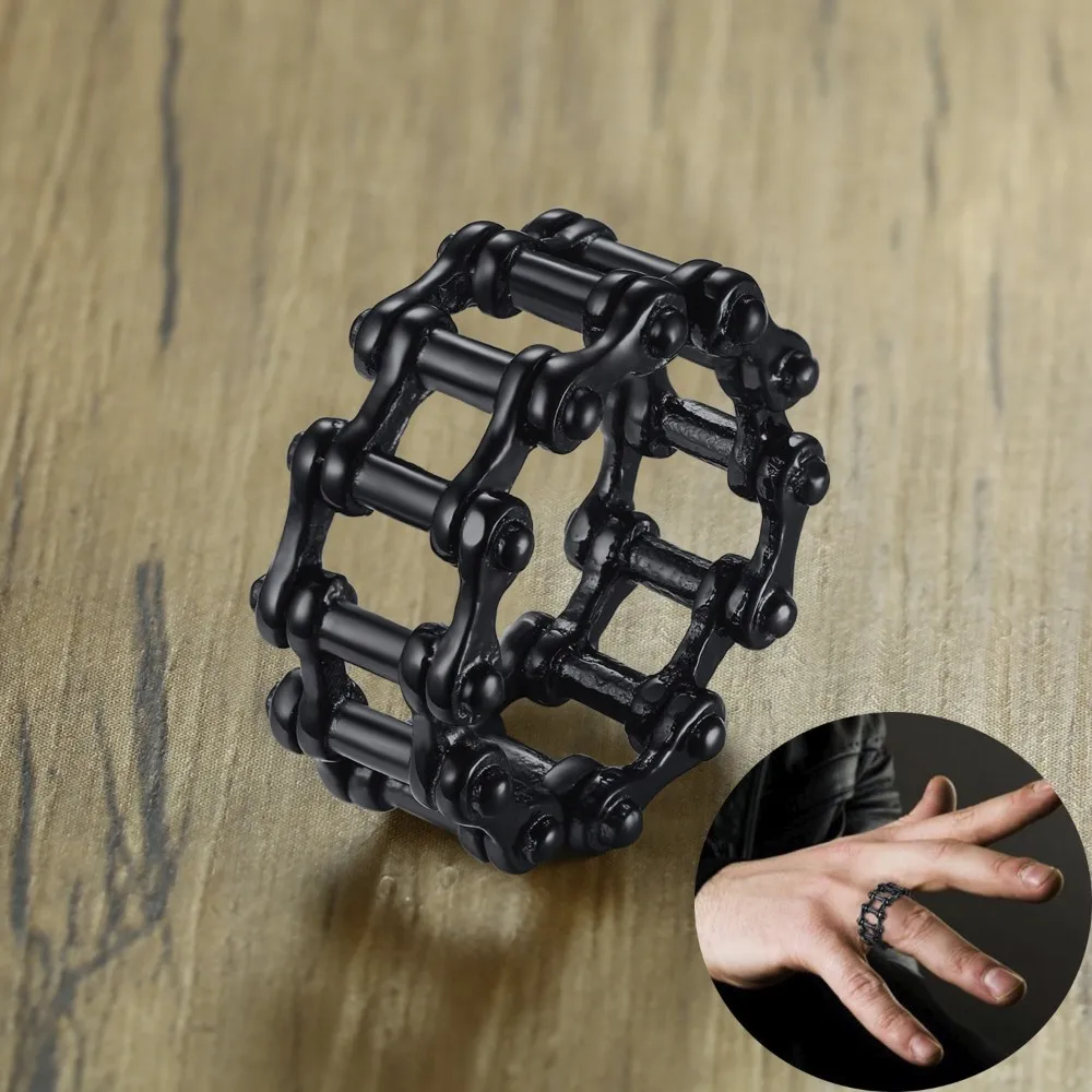 12MM Black Motorcycle Bike Bicycle Chain Men's Ring Stainless Steel Biker Band Rings for Men Punk Style Jewelry
12MM Black Motorcycle Bike Bicycle Chain Men's Ring Stainless Steel Biker Band Rings for Men Punk Style Jewelry
