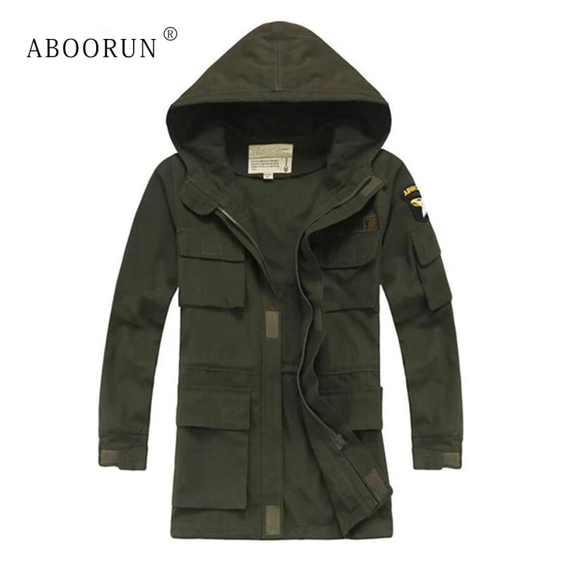 ABOORUN Mens Military Jackets Multi Pockets Tactical Hooded Jackets High Quality Long Windbreaker Coat for Male P6077
ABOORUN Mens Military Jackets Multi Pockets Tactical Hooded Jackets High Quality Long Windbreaker Coat for Male P6077