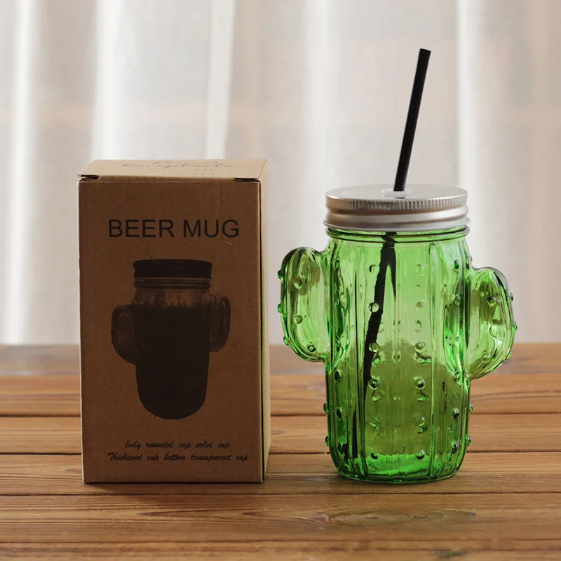 Creative 3D Cactus Glass Mason Jar Mug with Lid and Straw Water Glass Cup SHENGLAIKE1
Creative 3D Cactus Glass Mason Jar Mug with Lid and Straw Water Glass Cup SHENGLAIKE1
