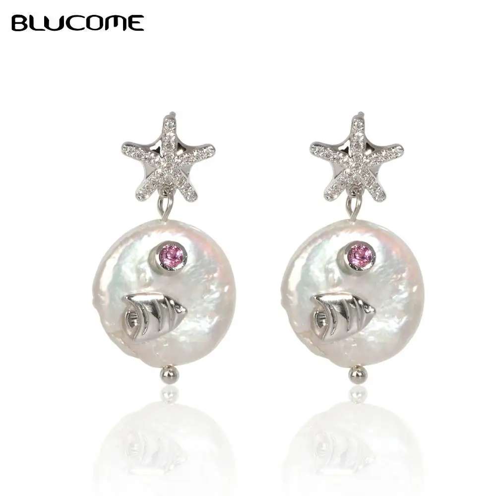 Blucome Trendy Round Shape Pearl Earrings Star Fish Zircon Copper Ear Accessories For Women Ceremony High Quality Ornament Gift
Blucome Trendy Round Shape Pearl Earrings Star Fish Zircon Copper Ear Accessories For Women Ceremony High Quality Ornament Gift