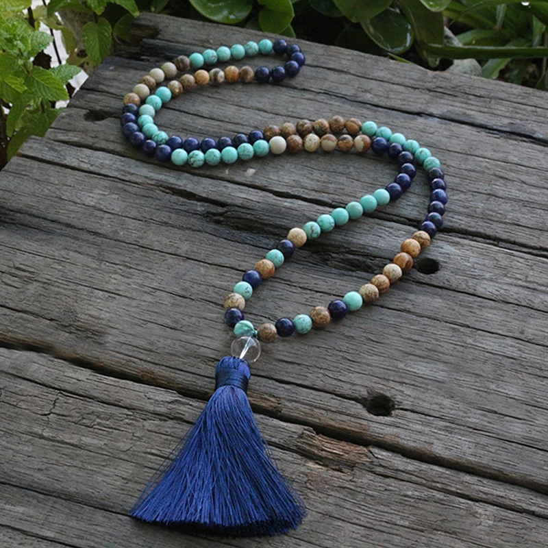 8mm Lapis Lazuli And Picture Stone Mala Beads Necklace, Stones JaPaMala Necklace, 108 Bead Mala, Mala Jewelry, Mala Prayer Beads
8mm Lapis Lazuli And Picture Stone Mala Beads Necklace, Stones JaPaMala Necklace, 108 Bead Mala, Mala Jewelry, Mala Prayer Beads