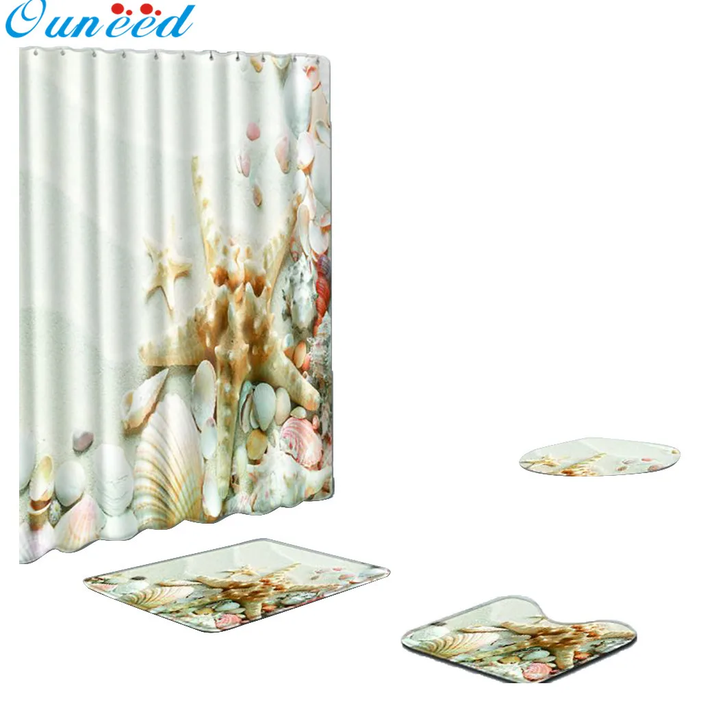Ouneed 4PCS set Beach shell Bathroom Shower Curtains set Non Slip pattern Toilet Shower curtain Cover Mat set drop-shipping 2019
Ouneed 4PCS set Beach shell Bathroom Shower Curtains set Non Slip pattern Toilet Shower curtain Cover Mat set drop-shipping 2019