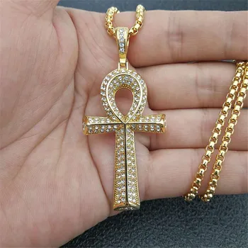 Men's Egyptian Ankh Cross Pendant With Stainless Steel Chain And Iced Out Bling Full Rhinestones Necklace Hip Hop Egypt Jewelry
Men's Egyptian Ankh Cross Pendant With Stainless Steel Chain And Iced Out Bling Full Rhinestones Necklace Hip Hop Egypt Jewelry