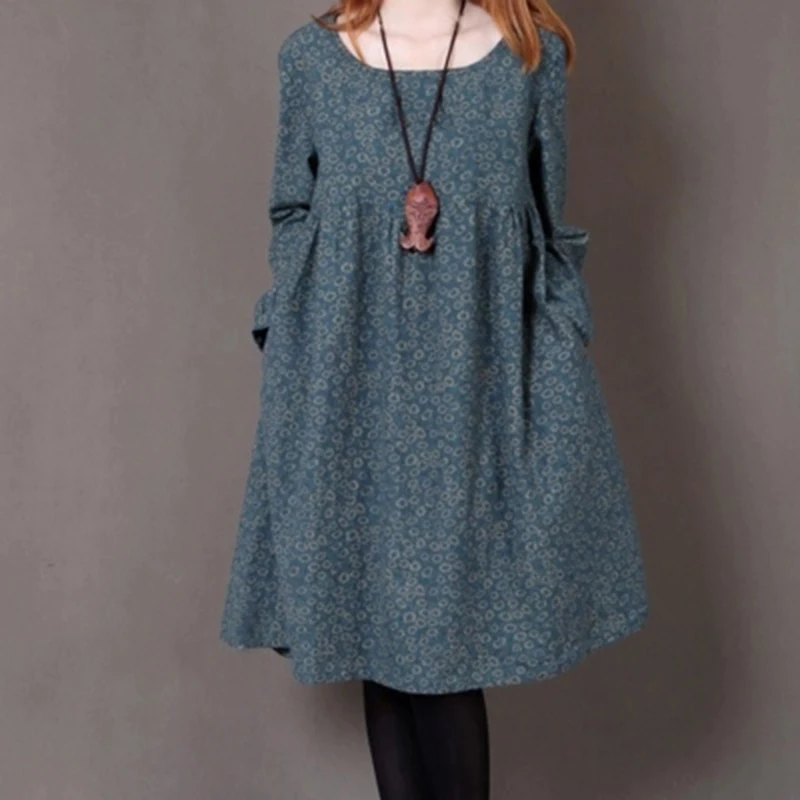 2018 Spring Summer Women Plus Size Floral Print Casual Long Dress Korean Style Female Cotton Linen Long Sleeve Loose Dress F211
2018 Spring Summer Women Plus Size Floral Print Casual Long Dress Korean Style Female Cotton Linen Long Sleeve Loose Dress F211