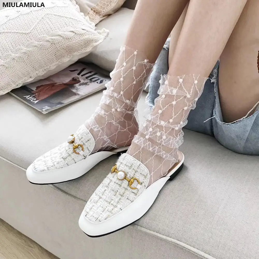 MIULAMIULA Brand Designers 2019 Summer Luxury Pearl Metal Decoration Flat Slippers Gingham Shoes Female Mules Loafers Flip Flops
MIULAMIULA Brand Designers 2019 Summer Luxury Pearl Metal Decoration Flat Slippers Gingham Shoes Female Mules Loafers Flip Flops