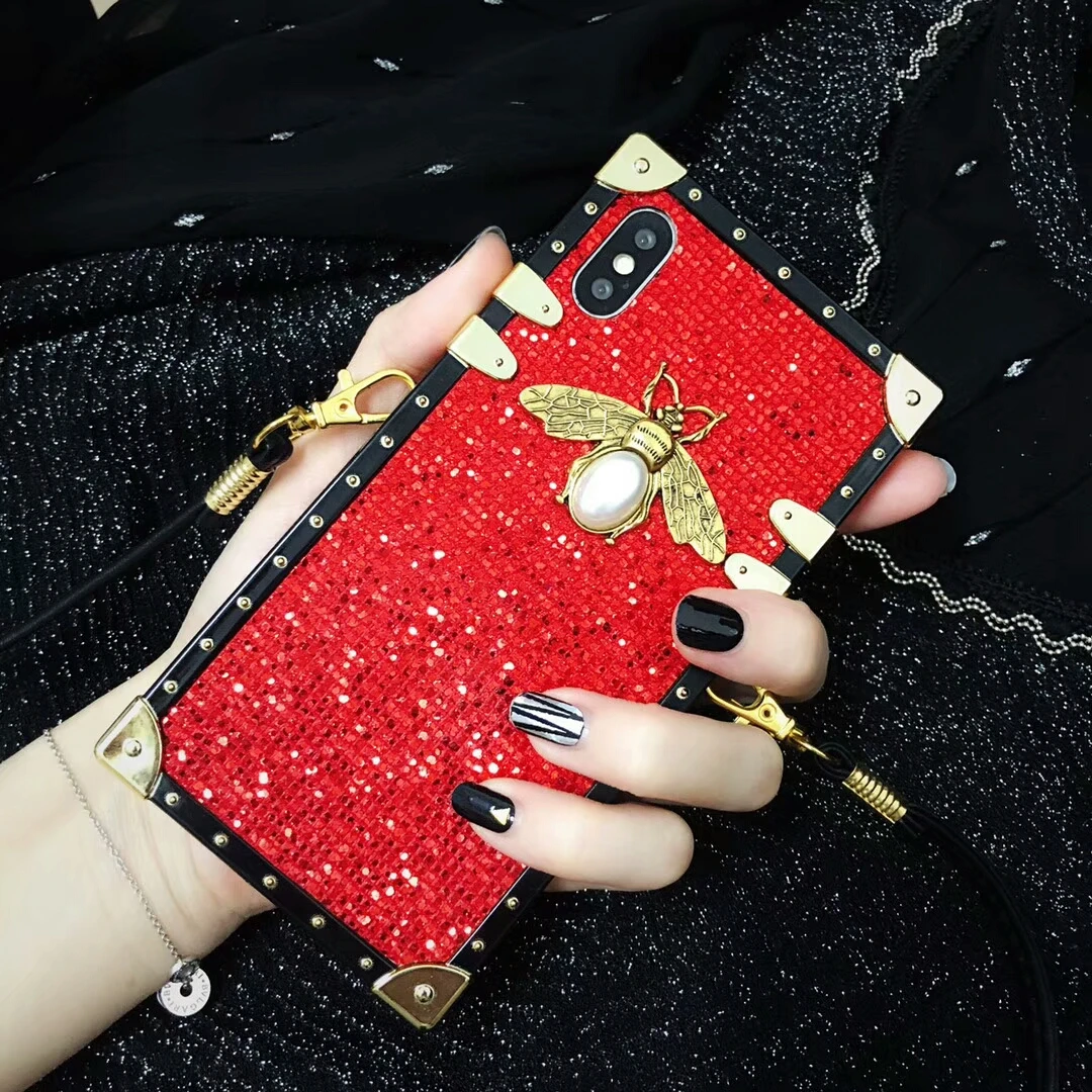 Glitter Square Red Phone Cases For iPhone xs max xr x Silicone Trunk Cover with Strap For iPhone 6 s plus 7 8 Luxury Case Bee
Glitter Square Red Phone Cases For iPhone xs max xr x Silicone Trunk Cover with Strap For iPhone 6 s plus 7 8 Luxury Case Bee