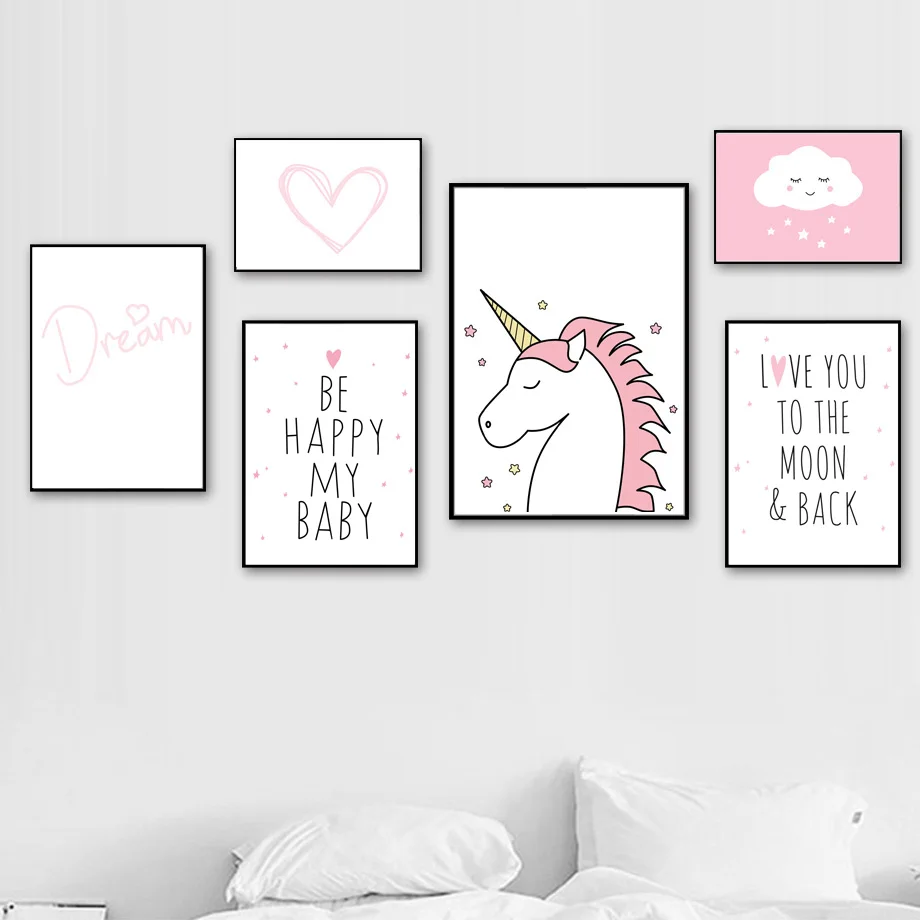 Unicorn Pink Heart Cloud Quotes Scandinavian Wall Art Canvas Painting Nordic Posters And Prints Wall Pictures Kids Room Decor 
Unicorn Pink Heart Cloud Quotes Scandinavian Wall Art Canvas Painting Nordic Posters And Prints Wall Pictures Kids Room Decor