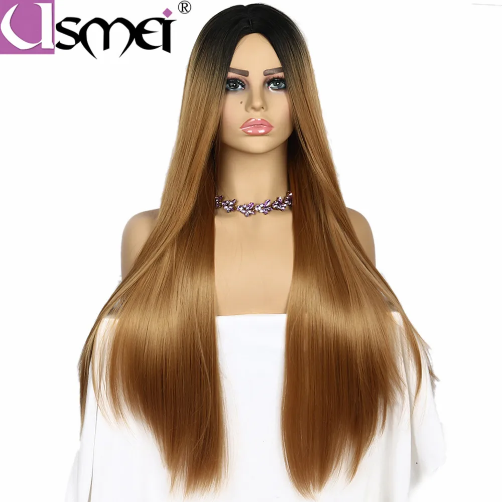 USMEI 30 inch blonde long wig synthetic for women two style black root ombre wig straight golden brown for lady cosplay hair
USMEI 30 inch blonde long wig synthetic for women two style black root ombre wig straight golden brown for lady cosplay hair