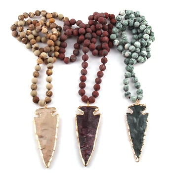 New Fashion Bohemian Tribal Jewelry Natural Stone Knotted Necklaces Arrowhead Pendant Women Ethnic Necklace
New Fashion Bohemian Tribal Jewelry Natural Stone Knotted Necklaces Arrowhead Pendant Women Ethnic Necklace