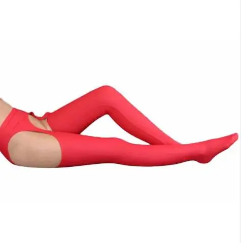 Красный женский плотный пояс из спандекса сексуальные чулки Zentai леггинсы костюм