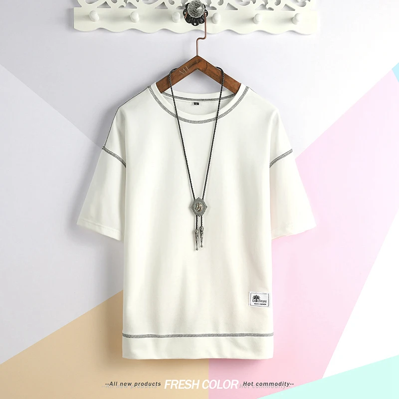 2019 Summer O-neck Casual T Shirts Men White and Black Loose Short Sleeve Men T Shirt 6 Color 5XL Mems Tops Tees
2019 Summer O-neck Casual T Shirts Men White and Black Loose Short Sleeve Men T Shirt 6 Color 5XL Mems Tops Tees