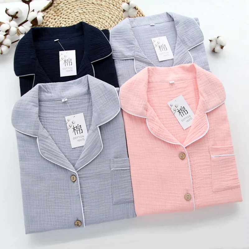 New Cotton Couple Pajamas Crepe Long-sleeved Trousers Leisure Pyjamas Women Solid Spring Pajama Set Loungewear Pijamas Home Suit
New Cotton Couple Pajamas Crepe Long-sleeved Trousers Leisure Pyjamas Women Solid Spring Pajama Set Loungewear Pijamas Home Suit