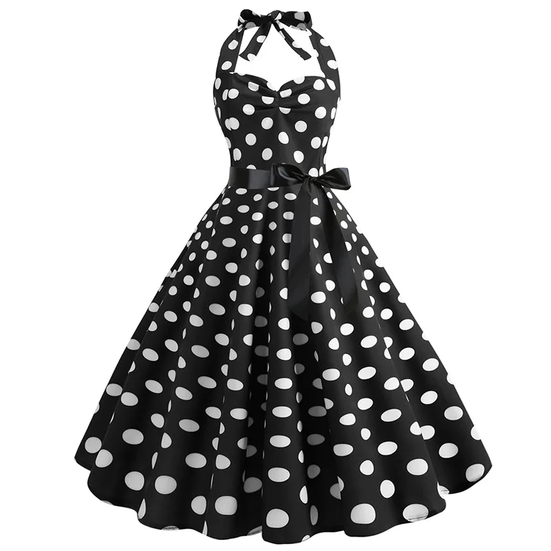 ARiby Summer Women's Vintage Hepburn Dress Dot Printing A-Line Sleeveless Bow Ankle-Length Empire Halter Belt Party Dress
ARiby Summer Women's Vintage Hepburn Dress Dot Printing A-Line Sleeveless Bow Ankle-Length Empire Halter Belt Party Dress