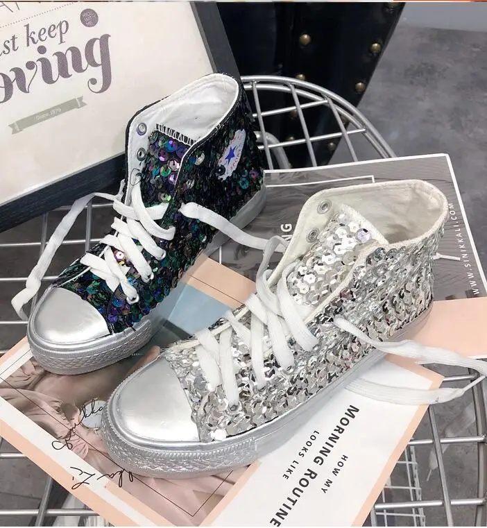 HKJL sequined canvas shoes women's wild flat high-top women's shoes casual shoes handmade diy shoes
HKJL sequined canvas shoes women's wild flat high-top women's shoes casual shoes handmade diy shoes