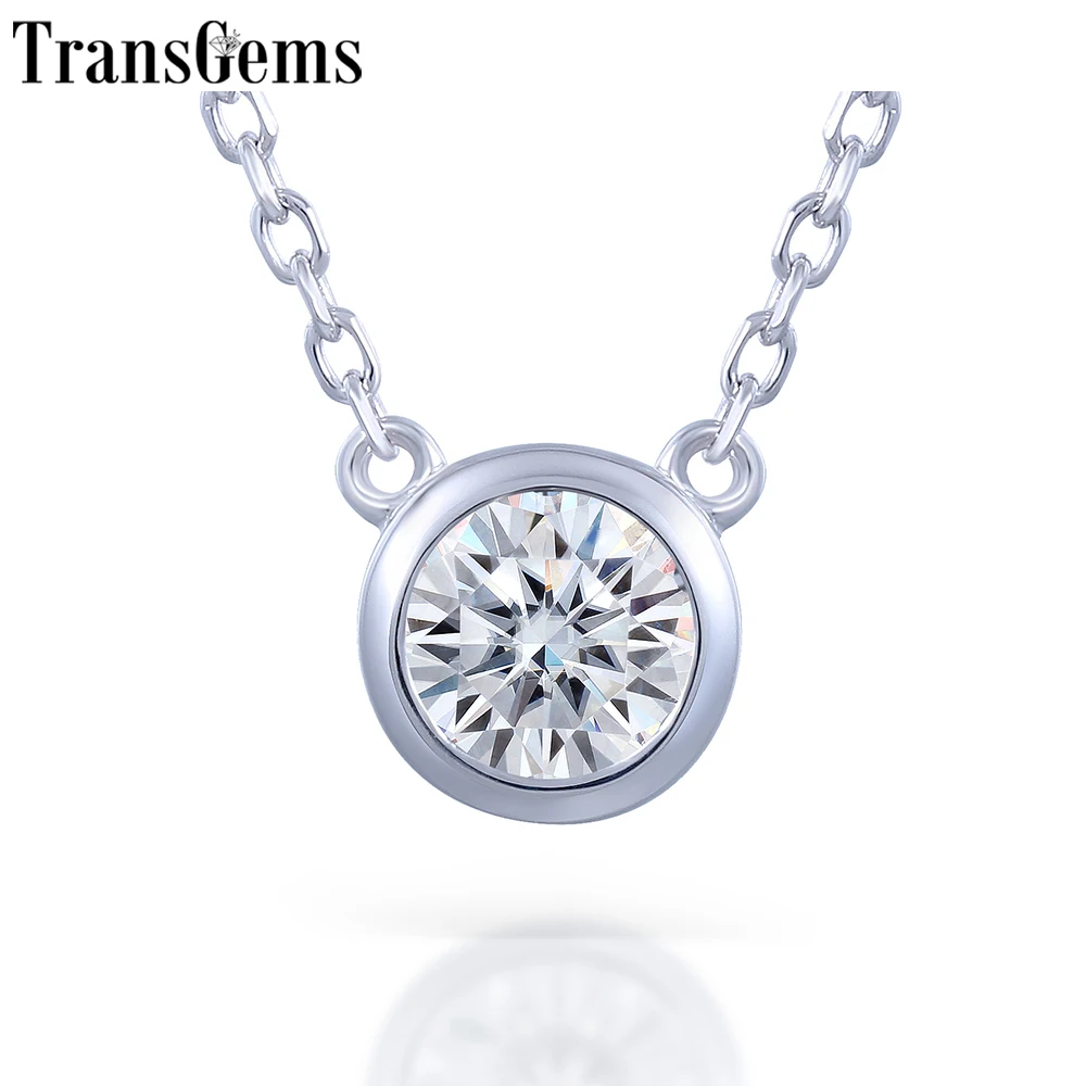 TransGems 6.5MM Moissanite Platinum Plated the Silver Solitaire Pendant Round With COMPLIMENTARY 18 14K Gold Plated Silver Chain
TransGems 6.5MM Moissanite Platinum Plated the Silver Solitaire Pendant Round With COMPLIMENTARY 18 14K Gold Plated Silver Chain