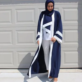 

Muslimah Adult Fashion Striped print Musulmane Dubai Muslim Abaya Dress cardigan Robes Arab Prayer Worship Service abayas Wj2786