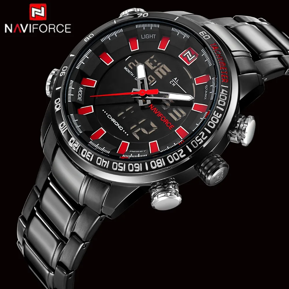 Часы наручные NAVIFORCE Мужские кварцевые роскошные спортивные водонепроницаемые в