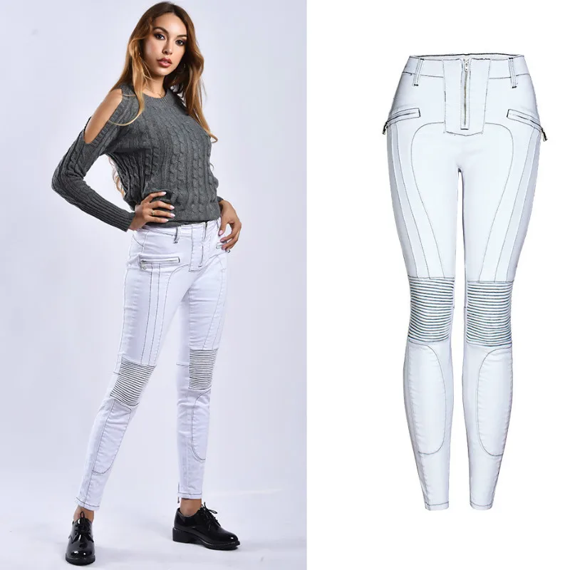 Zipper Fly Slim Skinny Jeans Women England Moto Biker Denim Pants Femme Push Up Line Spliced Fashionnova Spodnie Damskie Jeansy
Zipper Fly Slim Skinny Jeans Women England Moto Biker Denim Pants Femme Push Up Line Spliced Fashionnova Spodnie Damskie Jeansy