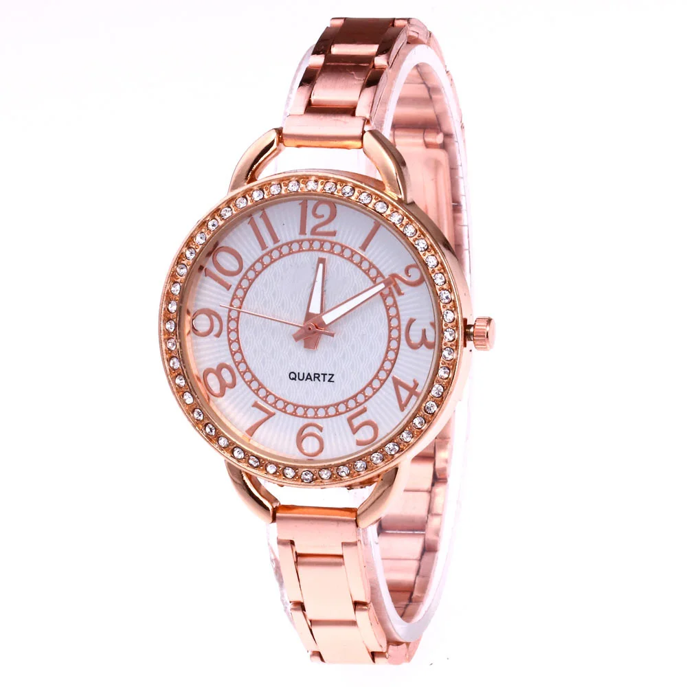 

3 Colors Fashion Women Crystal Digital Quartz Watch Roman Numbers Casual Stainless Steel Band Wristwatch Gifts @17 TT@88