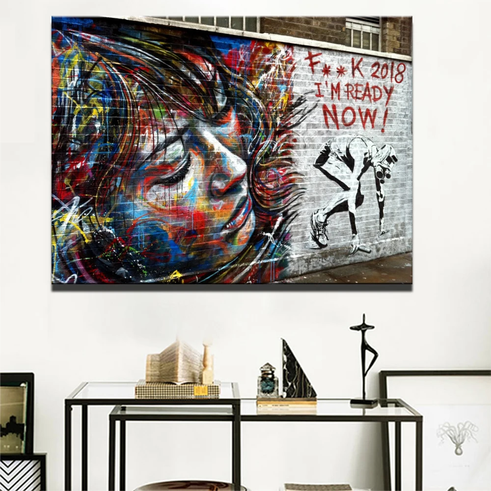 Colorful Modern Girl On The Wall Graffiti Art Canvas Paintings For Home Decor Pop Art Wall Posters For Living Room Decor
Colorful Modern Girl On The Wall Graffiti Art Canvas Paintings For Home Decor Pop Art Wall Posters For Living Room Decor