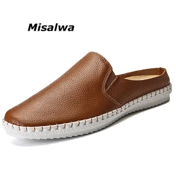 Misalwa Men's Classic Genuine Leather House Slippers Casual Breathable Half Loafers Summer Black Handmade Driving Boat Shoes
Misalwa Men's Classic Genuine Leather House Slippers Casual Breathable Half Loafers Summer Black Handmade Driving Boat Shoes