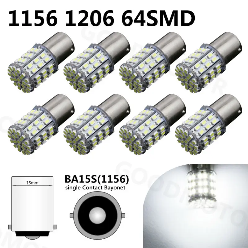 8pcs 12V 1156 3020 64 SMD LED Ba15s White Light Car Light Source Auto Reversing Brake Turn Signal Lamp Light
8pcs 12V 1156 3020 64 SMD LED Ba15s White Light Car Light Source Auto Reversing Brake Turn Signal Lamp Light