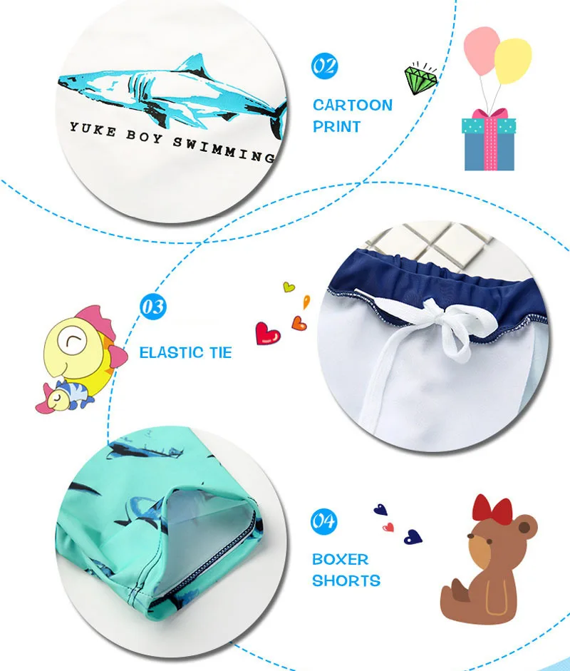 Baby Boy Swimwear Kids Bathing Surfing Clothing 4pcs With Glasses Sharks Swimsuit Children Beach Wear UV Protect Summer Bodysuit_04.jpg