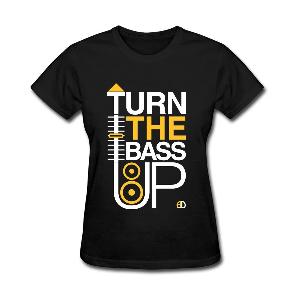 Женская футболка с надписью TURN THE BASS UP|tshirt women|womens tee shirtstee shirt |