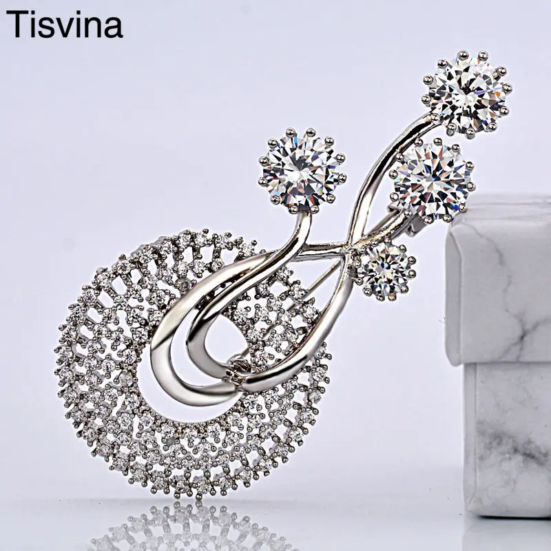 Tisvina Big Zircon Flower brooches crystal Corsages Sweater Suit Accessories Pins for women Brooch Fine jewelry Mirco pave Gift
Tisvina Big Zircon Flower brooches crystal Corsages Sweater Suit Accessories Pins for women Brooch Fine jewelry Mirco pave Gift