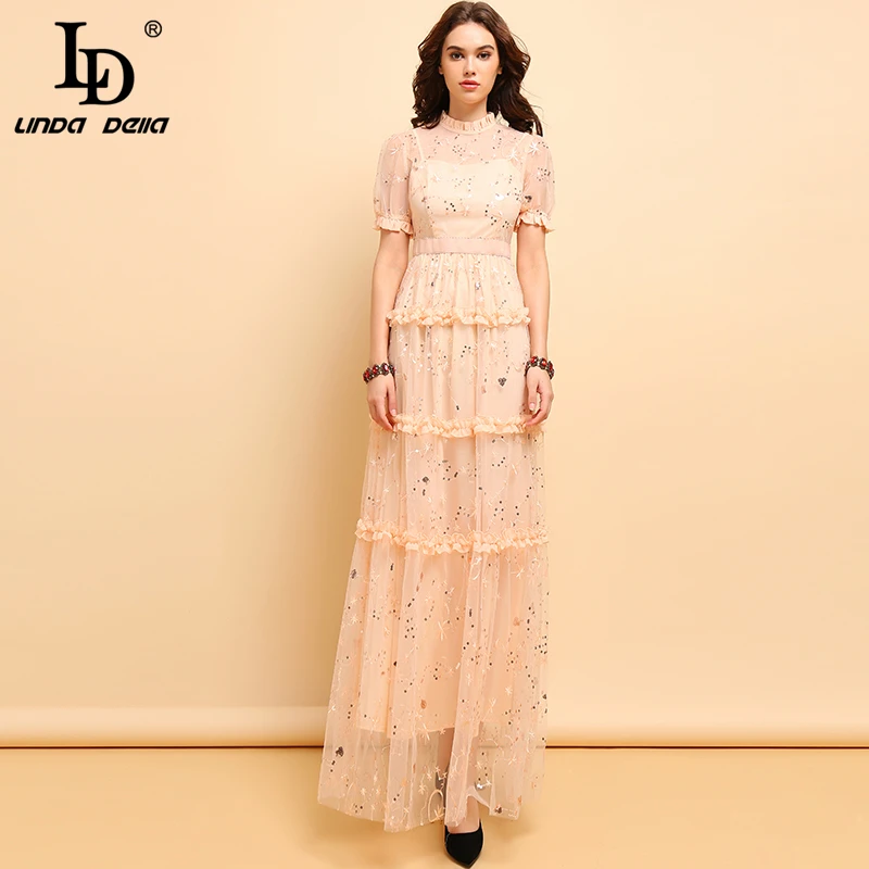 LD LINDA DELLA Fashion Runway Elegant Maxi Long Dress Women's Ruffles Mesh Sequined Embroidery Formal Party Dresses Gown
LD LINDA DELLA Fashion Runway Elegant Maxi Long Dress Women's Ruffles Mesh Sequined Embroidery Formal Party Dresses Gown