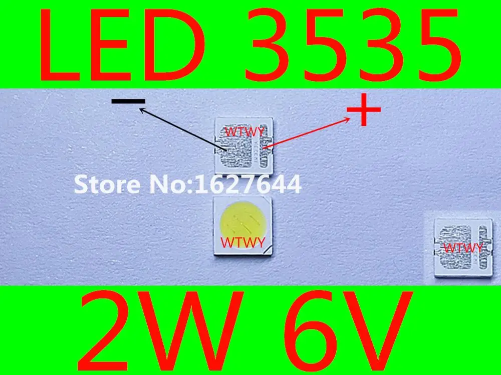 100PCS FOR LCD TV repair SEOUL led TV backlight strip lights with light-emitting diode 3535 SMD LED 3535 2W 6V 150LM
100PCS FOR LCD TV repair SEOUL led TV backlight strip lights with light-emitting diode 3535 SMD LED 3535 2W 6V 150LM