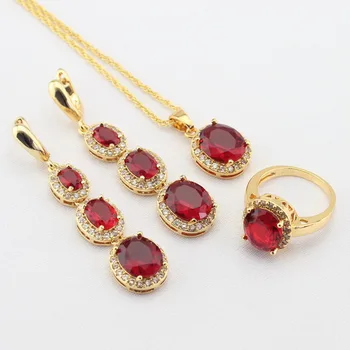 WPAITKYS Women Gold Color Jewelry Sets Red Created Garnet White CZ Long Earrings/Necklace Pendant Rings Free Gift Box
WPAITKYS Women Gold Color Jewelry Sets Red Created Garnet White CZ Long Earrings/Necklace Pendant Rings Free Gift Box