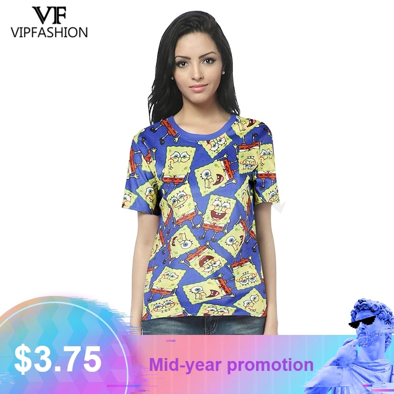 VIP FASHION 2019 New Free Shipping Factory Price 3d Printed Cartoon SpongeBob Pattern Matt Cotton O-Neck T-shirt For Women
VIP FASHION 2019 New Free Shipping Factory Price 3d Printed Cartoon SpongeBob Pattern Matt Cotton O-Neck T-shirt For Women