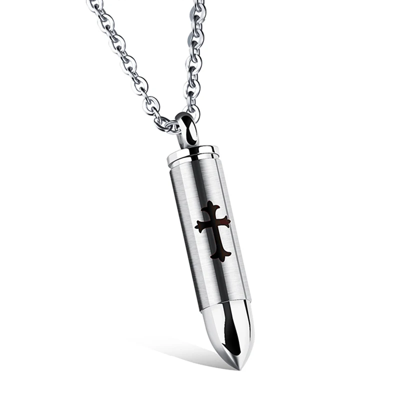 

2018 Men's Fashion Bullet Pendants Necklace 20" Short Titanium Stainless Steel Chain Perfect Punk Gift Drop Shipping