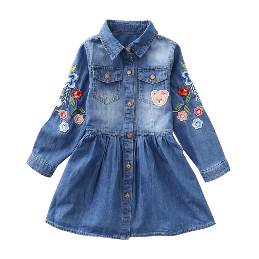 IYEAL New Girl Dress 2018 Spring Long-sleeved Flower Embroidery Children Denim Dresses Autumn Kids Girls Clothes for 3-8 Years
IYEAL New Girl Dress 2018 Spring Long-sleeved Flower Embroidery Children Denim Dresses Autumn Kids Girls Clothes for 3-8 Years