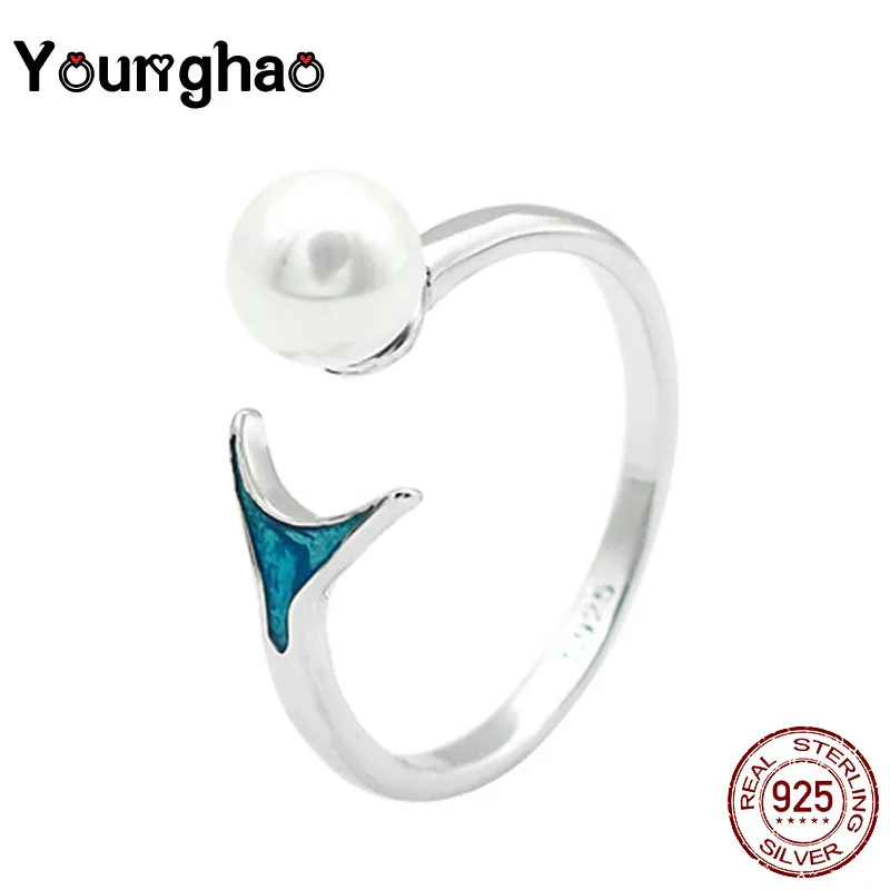 Younghao 2019 Fashion S925 Silver Pearl Dolphin Fishtail Ring Temperament personality female mermaid ring jewelry
Younghao 2019 Fashion S925 Silver Pearl Dolphin Fishtail Ring Temperament personality female mermaid ring jewelry