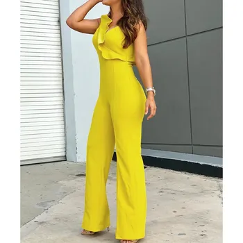 Women 2019 Summer V-Neck Wide Leg Jumpsuit Straight Sexy Sleeveless Ruffles Spaghetti Strap Rompers Loose Solid Overalls
Women 2019 Summer V-Neck Wide Leg Jumpsuit Straight Sexy Sleeveless Ruffles Spaghetti Strap Rompers Loose Solid Overalls