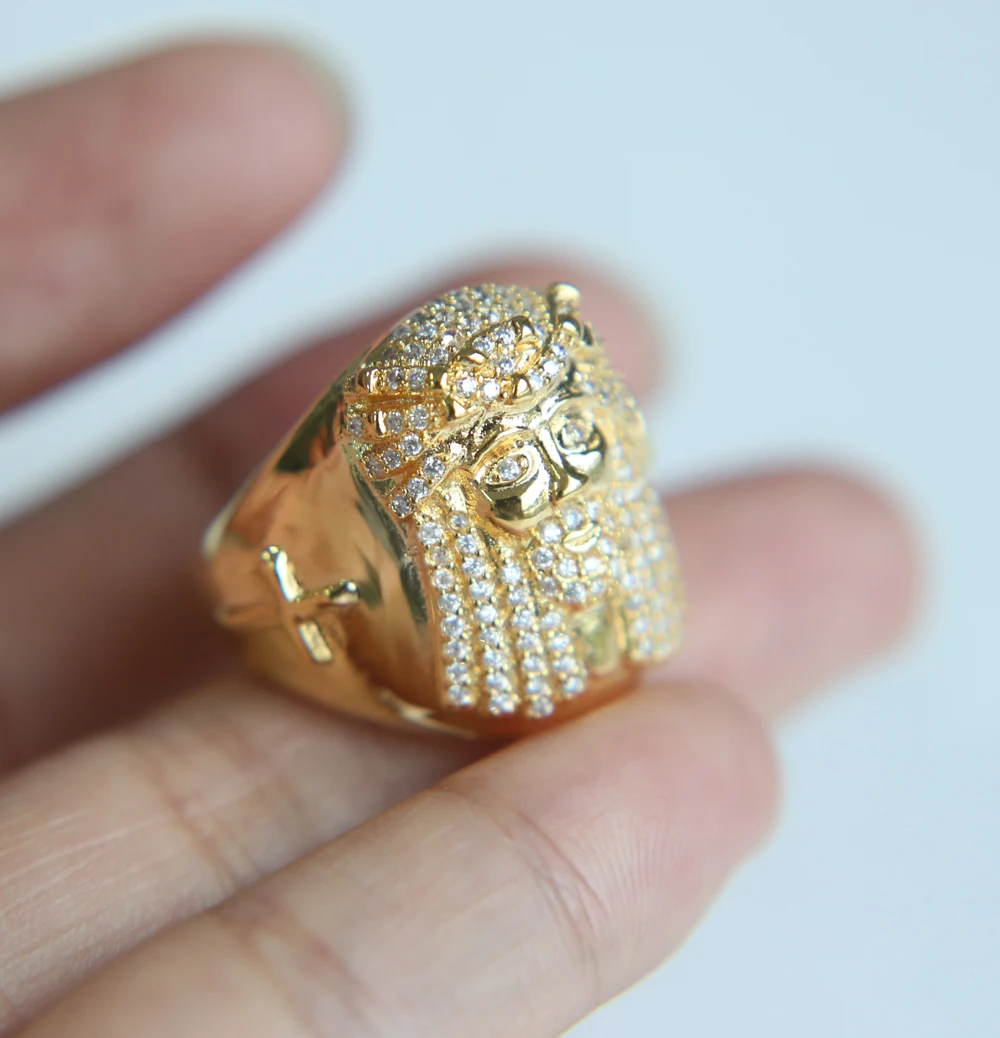 gold color micro pave cz hip hop bling 3d shape jesus head piece size 8 9 10 cross men ring
gold color micro pave cz hip hop bling 3d shape jesus head piece size 8 9 10 cross men ring