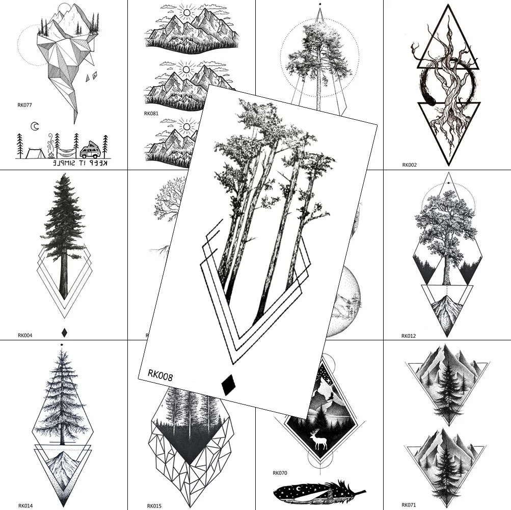 Natural Temporary Tattoos Balck Pine Tree Sticker Triangle Mountain Waterproof Fake Tattoo For Men Arm Body Art Painting Tatoos
Natural Temporary Tattoos Balck Pine Tree Sticker Triangle Mountain Waterproof Fake Tattoo For Men Arm Body Art Painting Tatoos