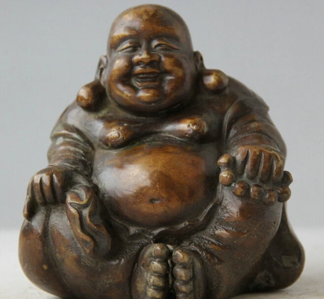 4" Old Chinese Buddhism Bronze Seat Happy Laugh Maitreya Buddha Money Bag Statue S0705
4" Old Chinese Buddhism Bronze Seat Happy Laugh Maitreya Buddha Money Bag Statue S0705