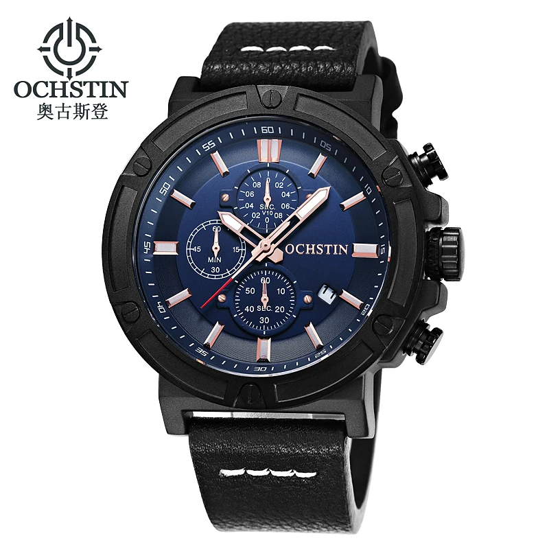 Mens Watches OCHSTIN Top Brand Luxury Leather Strap Waterproof Quartz Military Watch Men Chronograph Fashion Sport Wristwatch
Mens Watches OCHSTIN Top Brand Luxury Leather Strap Waterproof Quartz Military Watch Men Chronograph Fashion Sport Wristwatch